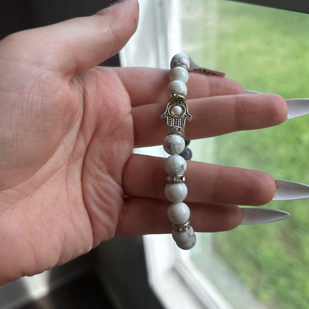 Chakra and Hamsa Multicolor Beaded Bracelet - Picture 3 of 6